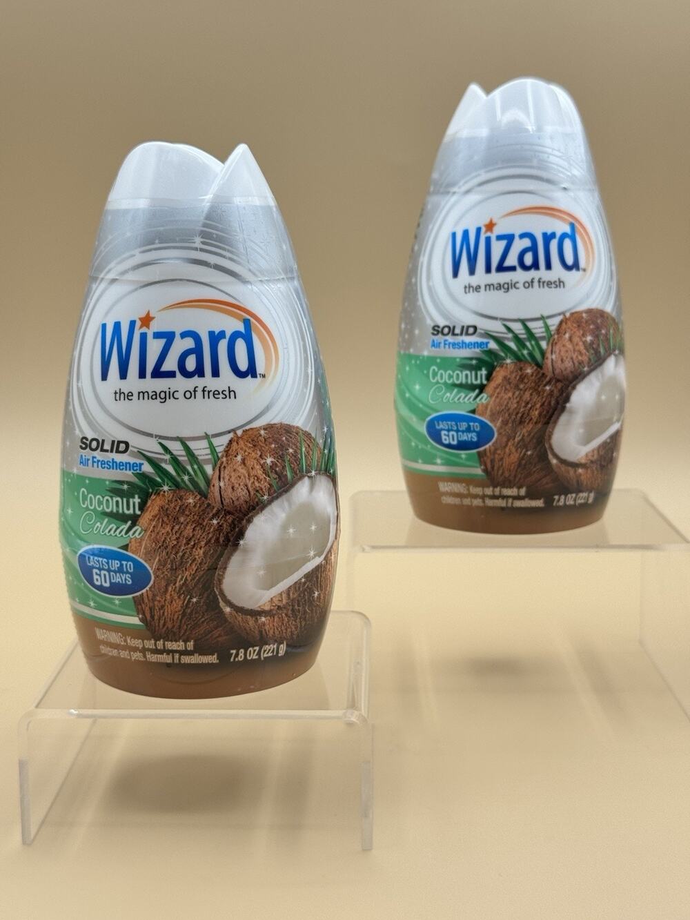 2-Pack-Wizard Coconut Colada Solid Adjustable Air Freshener 7.8 oz Tropical